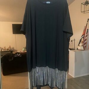 Arula Black Rhinestone Fringe